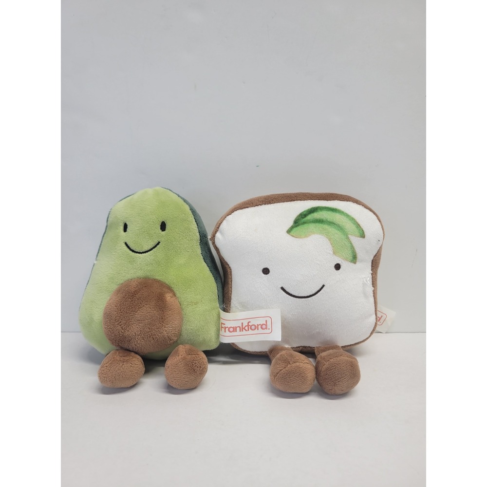 Frankford Avocado Toast Plush Set 5 Inch Soft Stuffed Food Toys Green White‎ 2pc
